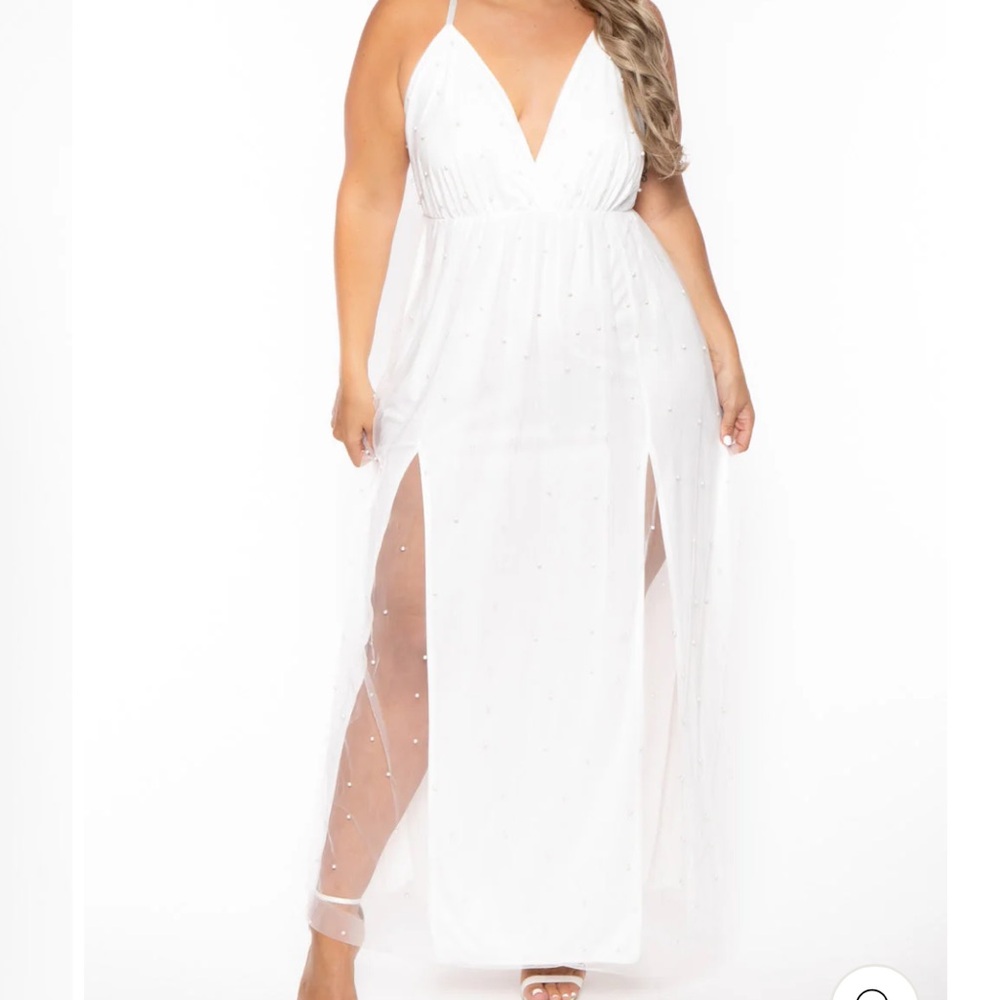 curvysense ariana maxi pearl dress - white